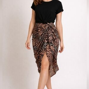 Afrocentric Jungle Mixed Leopard Cheetah Print Swim Cover-up Sarong